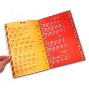 Carta menú plastificada A3 - Tamaño cerrado Díptico A4 o...