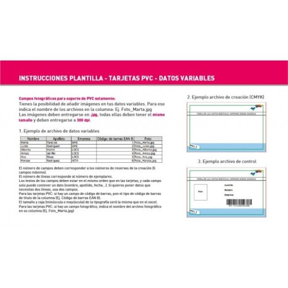 Tarjeta PVC 760 micras con datos variables