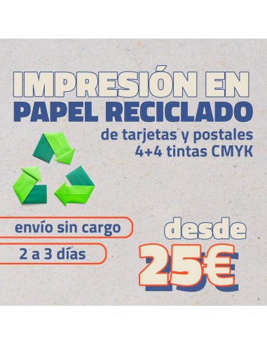 Imprimir Tarjetas, Postales y flyers en papel  100% Reciclado