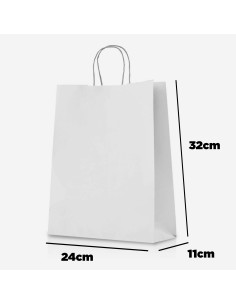 Bolsa papel Blanco con asa rizada impresa a 1+1 tintas pantone