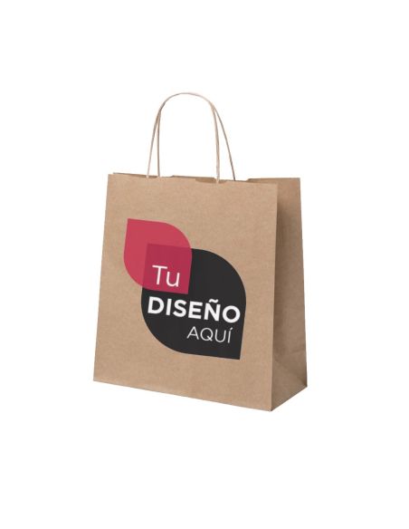 bolsa papel Kraft Marrón asa rizada