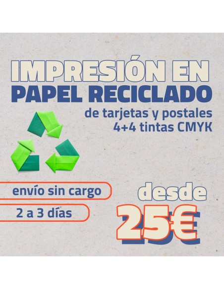 Flyers en papel Reciclado offset - Urgentes y económicos - Postales A6 y Tarjeton Ficha A5 y A4