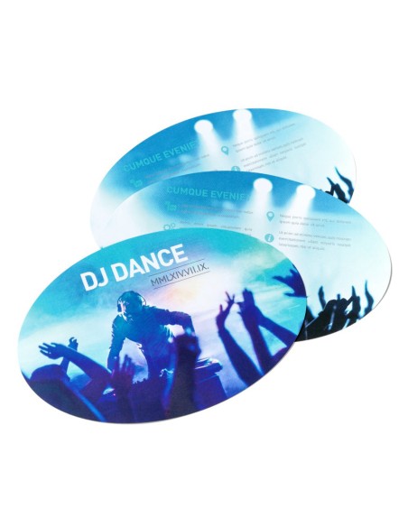 Flyers, ovalado, 9,5 x 14,5 cm, impresión a dos caras