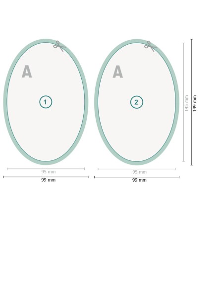 Flyers, ovalado, 9,5 x 14,5 cm, impresión a dos caras