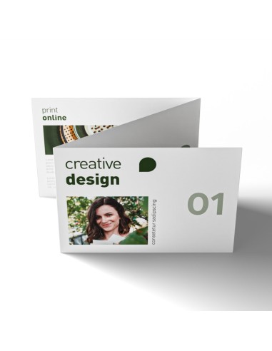 Folletos plegados en papeles ecológicos/naturales, formato apaisado, A6