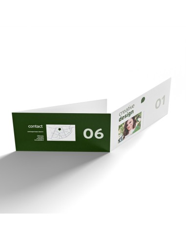 Folletos plegados en papeles ecológicos/naturales, formato apaisado, DL