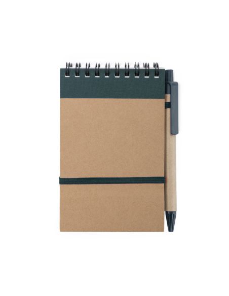 Libreta Ecocard de anillas en cartón reciclado con bolígrafo a juego