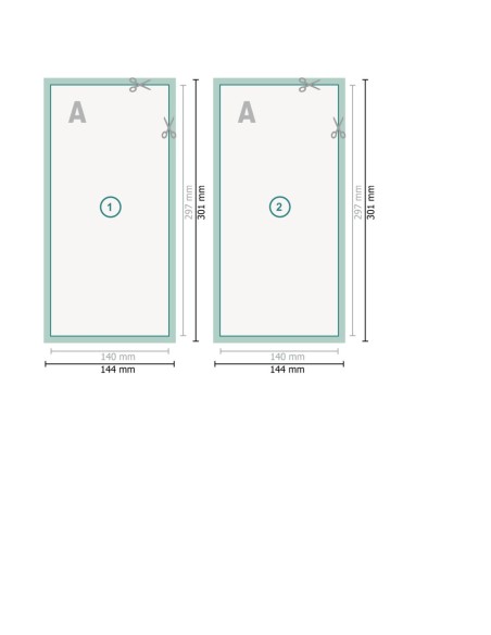 Flyers en papeles ecológicos/naturales, 1/3 A3, impresión a dos caras