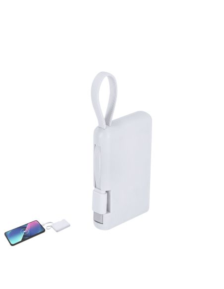 Power bank compacto Brandin 2.000 mAh en ABS con cable integrado