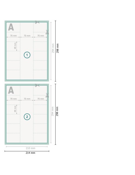 Flyers de cupones, 21 x 29,4 cm, impresión a dos caras