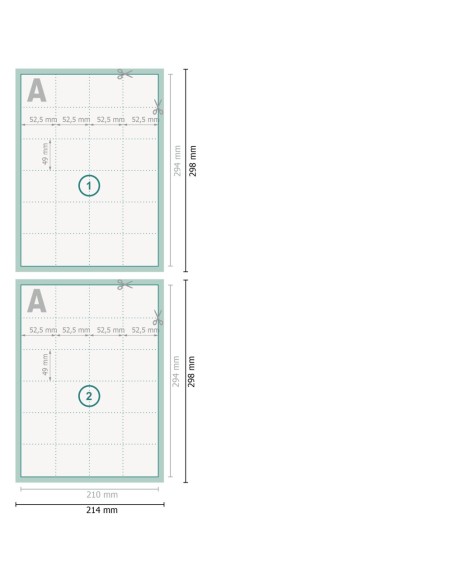 Flyers de cupones, 21 x 29,4 cm, impresión a dos caras
