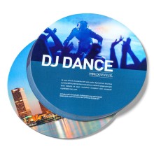 Flyer lacado UV, redondo, Ø 14,8 cm, impresión a dos caras