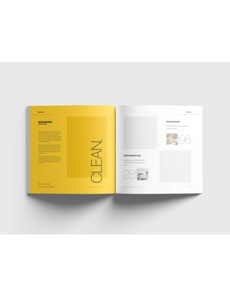 Revistas grapadas en papeles ecológicos/naturales, cuadrado, A3-cuadrado