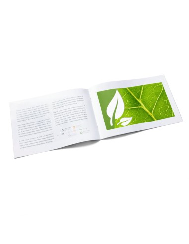 Revistas formato horizontal grapadas en papeles ecológicos/naturales, A4