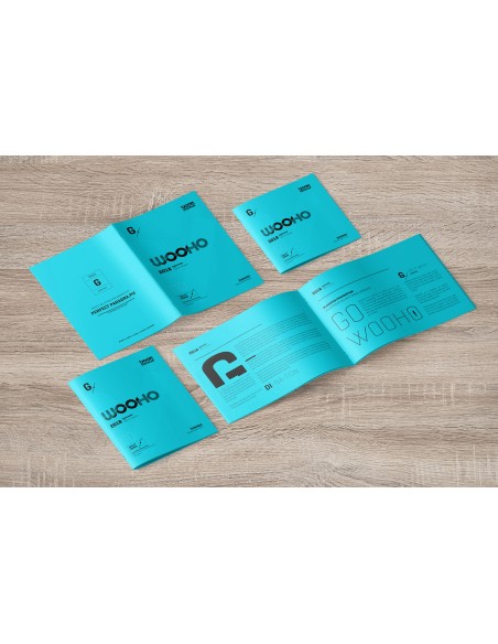 Revistas formato horizontal grapadas en papeles ecológicos/naturales, A6