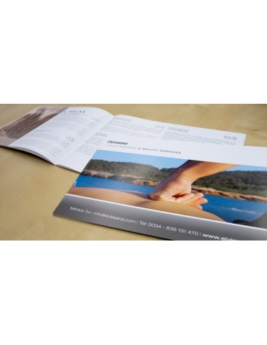 Revistas formato horizontal grapadas en papeles ecológicos/naturales, A4 medio
