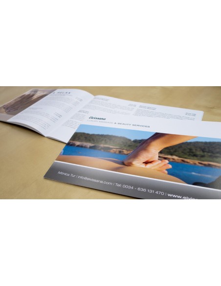 Revistas formato horizontal grapadas en papeles ecológicos/naturales, A4 medio