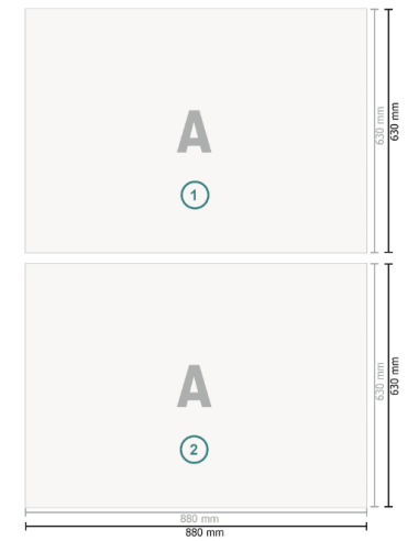 Pliegos de impresión en plano, 63 x 88 cm, 4/4