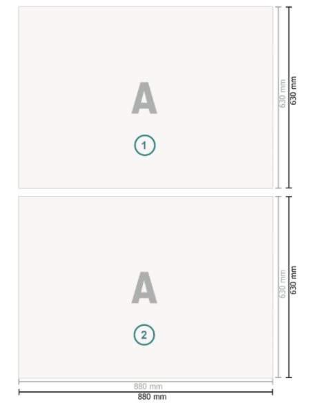 Pliegos de impresión en plano, 88 x 63 cm