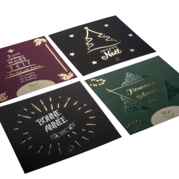 Tarjeta con stamping y Stamping + UVI 3D