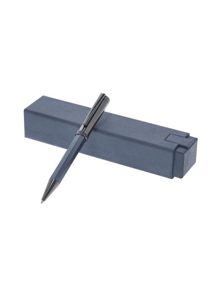 Bolígrafo giratorio de aluminio y acero inox con estuche (Baray)