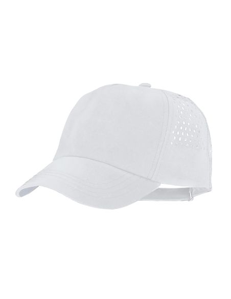 Gorra Ithaca personalizada en microfibra, 5 paneles y trasera perforada