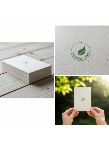 Impresión de flyers en papel offset reciclado 135g, publicidad eco-friendly para eventos, folletos con textura natural.