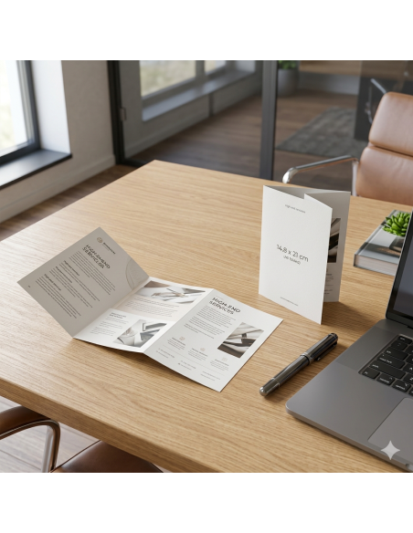 Folleto tríptico plegado A5 cerrado