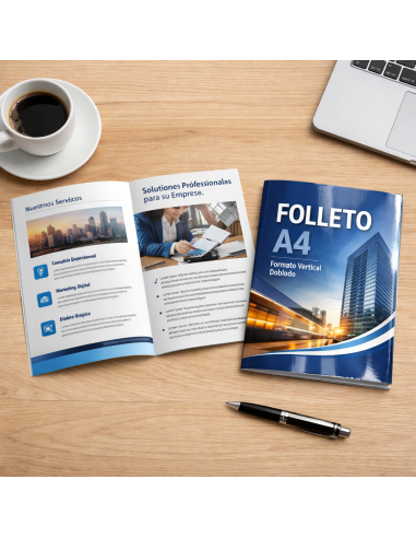 Cuadríptico plegado en cruz A4 , A3 o A2 -...