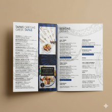 imprimir Carta menú para bar o restaurante Tríptico A4 cerrado - 63x29,7 cm. abierto con entrega gratis