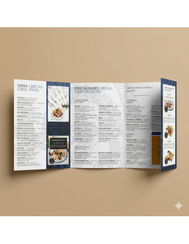 carta menú cuadríptica plastificado mate