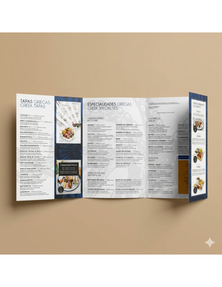 carta menú cuadríptica plastificado mate