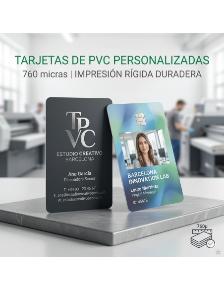 Tarjetas de PVC Personalizadas 760 micras | Impresión Rígida Duradera