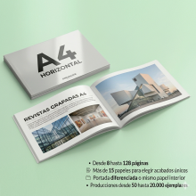Revistas grapadas formato horizontal, A4