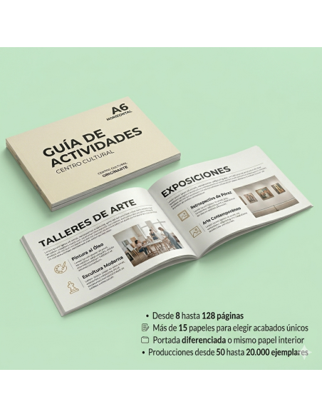 Revistas grapadas formato horizontal, A6 todo color con entrega gratis