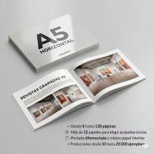 Revistas grapadas formato horizontal, A5
