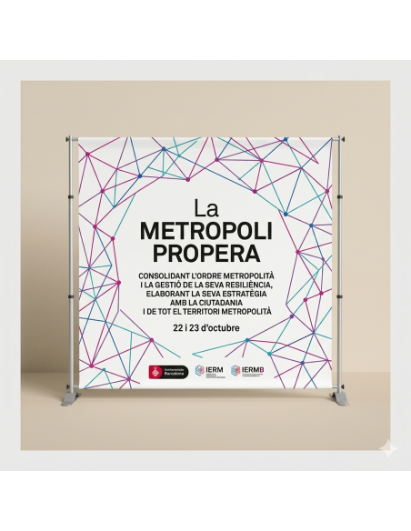 Imprimir Photo Call 2x2 mts. con estructura de aluminio y bolsa de transporte
