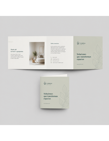 Folletos Desplegables Corporativos (Formato Cuadrado Mini 10,5 x 10,5 cm)