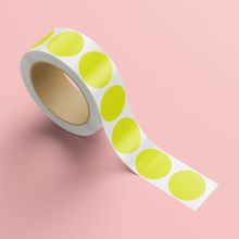 Pegatinas en papel amarillo fluorescente para aplicación automática