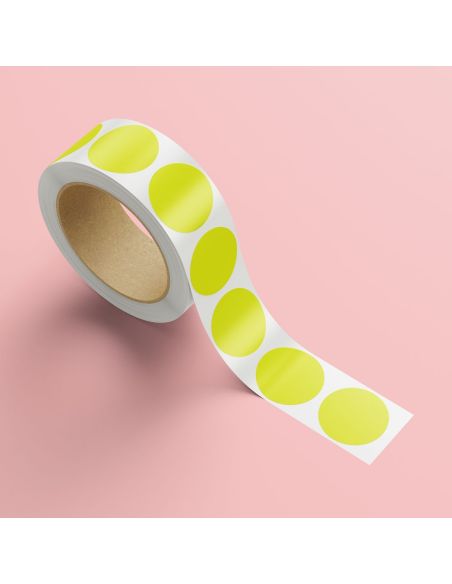Pegatinas en papel amarillo fluorescente para aplicación automática