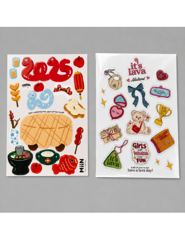 Plancha A4 o A5 con diferentes stickers adhesivos en color