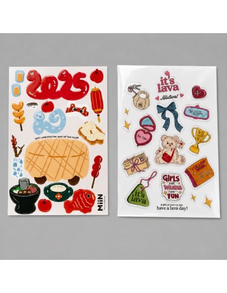 Plancha A4 o A5 con diferentes stickers adhesivos en color
