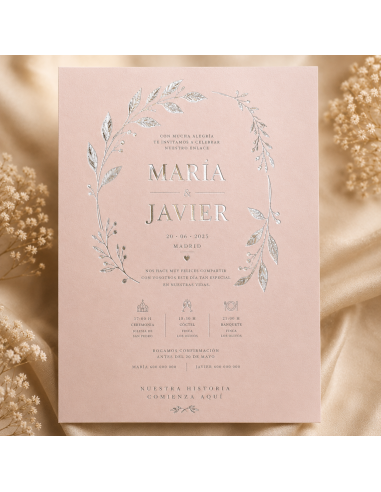 Invitación y Tarjetón con Estampado en Caliente, A5 — 14,8×21 cm