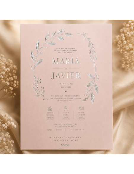 Invitación y Tarjetón con Estampado en Caliente, A5 — 14,8×21 cm