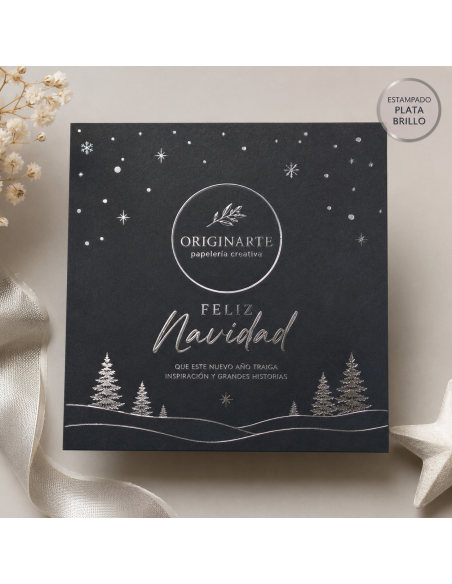 Invitación y Tarjetón Estampado Oro y Plata 14,8×14,8 | Originarte