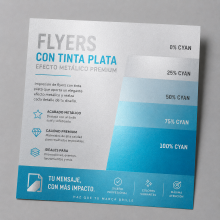 Flyer Cuadrado 14,8×14,8 cm a una cara con Efecto Metálico (Tinta Plata)