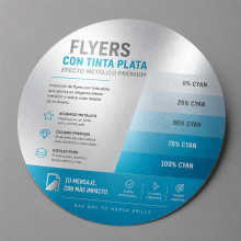 Flyer Redondo Ø 21 cm a Dos Caras con Efecto Metálico (Tinta Plata