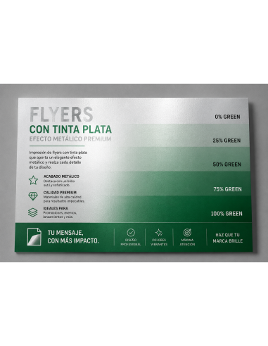 Flyer A6 a Dos Caras con Efecto Metálico (Tinta Plata) — 10,5×14,8 cm