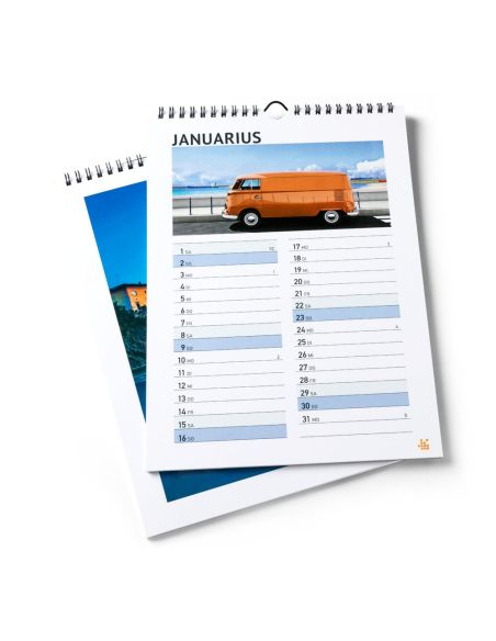 Calendarios de pared, 13 hojas, A3 medio, encuadernac. espiral, papel cuché 170 g/m² , 4/0