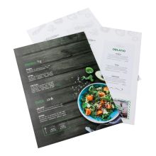 Cartas de platos sencillas, DIN-A4, 4/4-colored, papel cuché de 300 g/m²